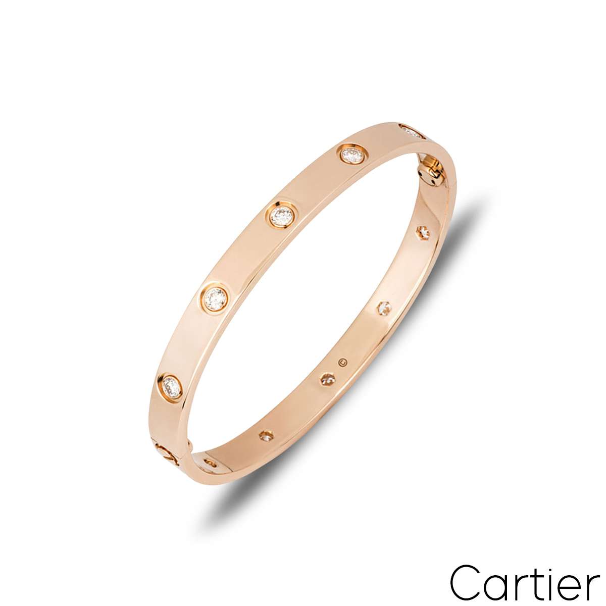 Cartier Love Bracelet Rose Gold With 10 Diamonds Size 17